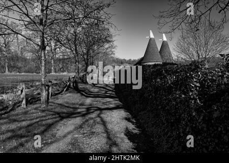 Oast Case in una fattoria nel Kent il Giardino d'Inghilterra Foto Stock