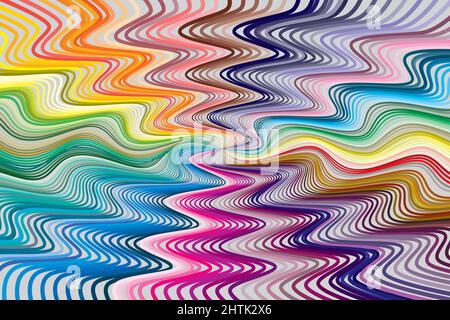 Disegno di illustrazione vettoriale di linee multicolore spettrali in pattern astratto circolare e trame. Segmento polychrome colrful. Illustrazione vettoriale Illustrazione Vettoriale