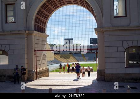 BARCELLONA, SPAGNA - 4 OTTOBRE 2019 ingresso allo Stadio Olimpico di Montjuic Foto Stock