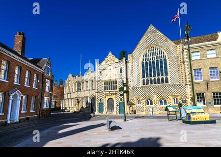 Esterno del 15th secolo Old Gaol House che ospita Stories of Lynn Museum and Old Gaol Cells, King's Lynn, Norfolk, Inghilterra, Regno Unito Foto Stock