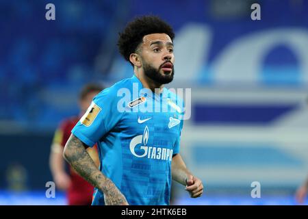 Claudinho di Zenit ha visto durante la partita di calcio della Russian Premier League tra Zenit e il FC Rubin Kazan alla Gazprom Arena. Punteggio finale; Zenit 3:2 FC Rubin Kazan. (Foto di Aleksandr Kulebyakin / SOPA Imag/Sipa USA) Foto Stock