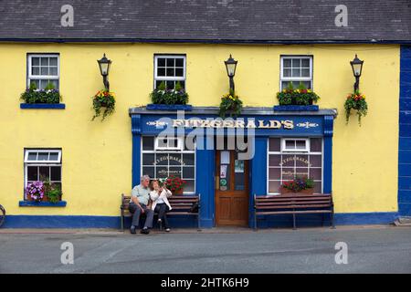 Il pub irlandese di Fitzgerald ambientato in villaggio comparso nella serie televisiva della BBC Ballykissangel, Avoca, County Wicklow, Irlanda Foto Stock