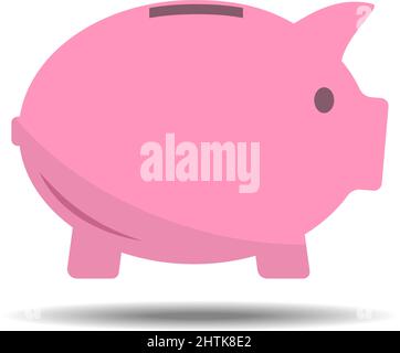 rosa piggy banca isolato su sfondo bianco, risparmio di denaro e ricchezza, illustrazione vettoriale Illustrazione Vettoriale