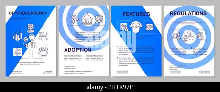 Modello di brochure blu per l'utilizzo della criptovaluta Illustrazione Vettoriale
