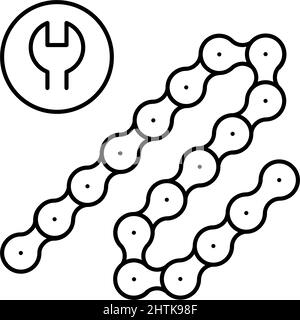 illustrazione vettoriale delle icone delle linee di accorciamento e riparazione del canne della bicicletta Illustrazione Vettoriale