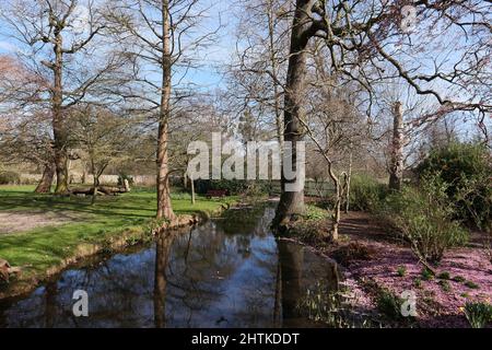 Il paesaggio di Bush Park è un mosaico di storia inglese che abbraccia un millennio: Si possono vedere i resti di sistemi agricoli medievali, l'eredità di un parco di cervi Tudor, giardini d'acqua di 17th secolo e caratteristiche decorative che rappresentano l'altezza del gusto neoclassico, e tracce di campi militari che hanno giocato ruoli notevoli nelle guerre mondiali. Foto Stock