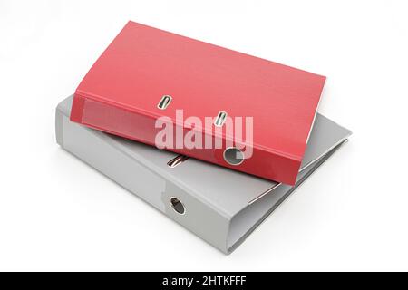 cartella rey e red office su sfondo bianco. Foto Stock
