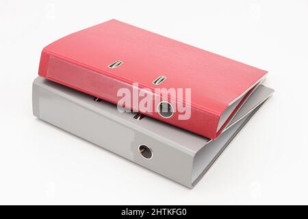 cartella rey e red office su sfondo bianco. Foto Stock