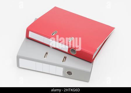 cartella rey e red office su sfondo bianco. Foto Stock