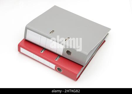 cartella rey e red office su sfondo bianco. Foto Stock