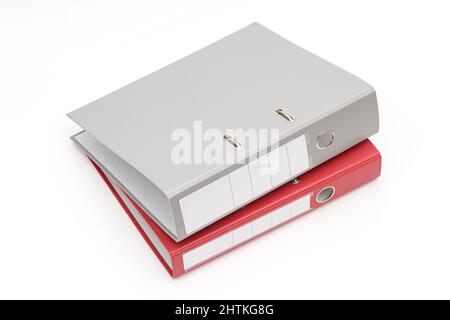 cartella rey e red office su sfondo bianco. Foto Stock