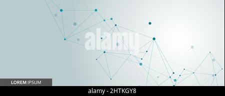 Sfondo orisontale poligonale scientifico con punti e linee di collegamento astratti Illustrazione Vettoriale