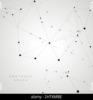 Schema poligonale di linee e punti neri collegati Illustrazione Vettoriale