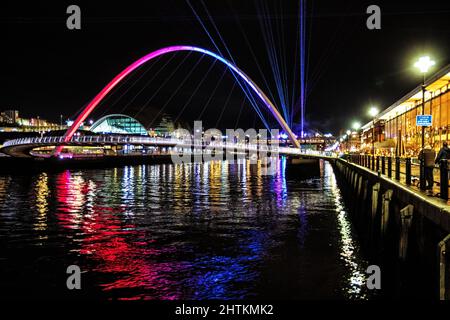 Spettacolo laser sul Tyne Foto Stock