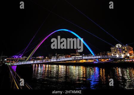 Spettacolo laser sul Tyne Foto Stock