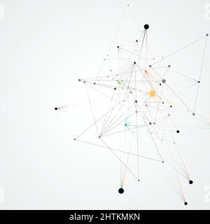 Schema astratto della rete molecolare con linee e punti dinamici Illustrazione Vettoriale