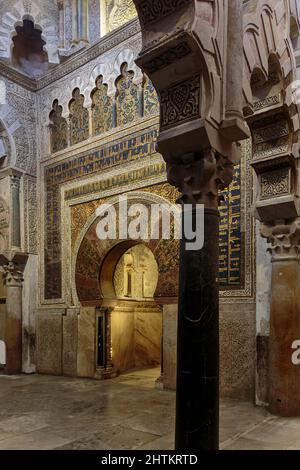 Cordoba. Spagna. - 26 ottobre 2015: Mihrab nella moschea di Cordoba. Foto Stock