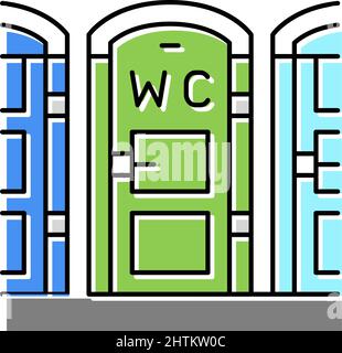 illustrazione vettoriale dell'icona del colore della toilette bio pubblica Illustrazione Vettoriale