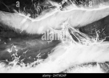 Marmo astratto bianco e nero, arte fluida acrilica Foto Stock