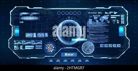 Casco da cockpit con display head-up. Design del display VR Illustrazione Vettoriale