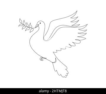 Pigeon in un moderno stile astratto minimalista a una linea. Illustrazione Vettoriale