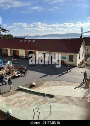 Vista aerea del Bay Area Discovery Museum di Sausalito, California, 8 gennaio 2022. Foto di cortesia Sftm. Foto Stock