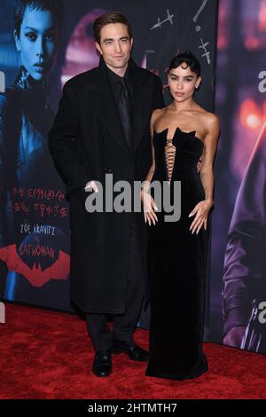 New York, Stati Uniti. 01st Mar 2022. Robert Pattinson e Zoe Kravitz partecipano alla prima mondiale del “Batman” a Josie Robertson Plaza, Lincoln Center, New York, NY, marzo 1, 2022. (Foto di Anthony Behar/Sipa USA) Credit: Sipa USA/Alamy Live News Foto Stock