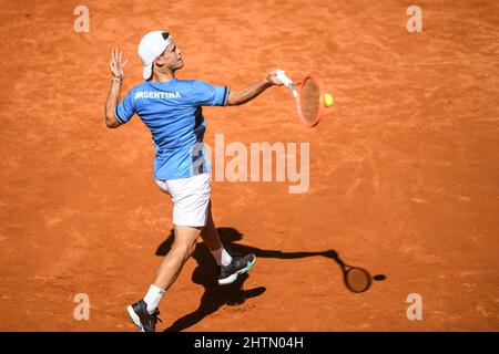 Coppa Davis (Buenos Aires): Diego Schwartzman (Argentina) durante le prove, prima della serie dei qualificatori contro la Repubblica Ceca Foto Stock