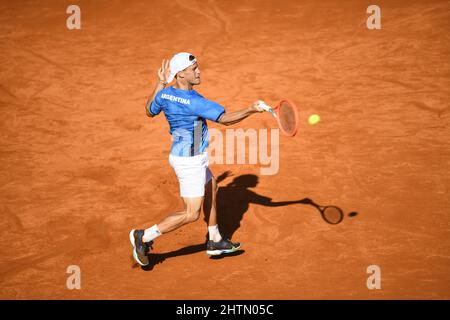 Coppa Davis (Buenos Aires): Diego Schwartzman (Argentina) durante le prove, prima della serie dei qualificatori contro la Repubblica Ceca Foto Stock