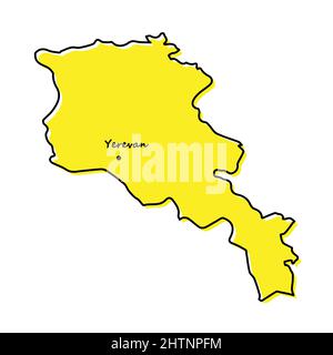 Semplice mappa dell'Armenia con la posizione della capitale. Design minimalista stilizzato Illustrazione Vettoriale