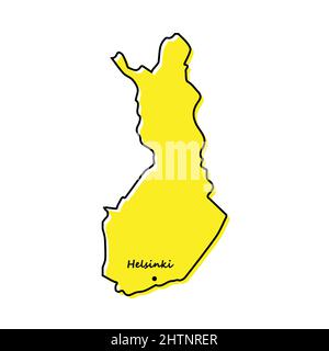 Semplice mappa della Finlandia con la posizione della capitale. Design minimalista stilizzato Illustrazione Vettoriale
