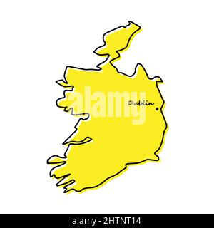 Semplice mappa dell'Irlanda con la posizione della capitale. Design minimalista stilizzato Illustrazione Vettoriale