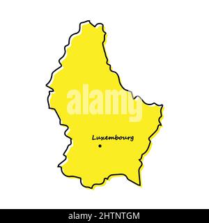 Semplice mappa del Lussemburgo con la sua posizione nella capitale. Design minimalista stilizzato Illustrazione Vettoriale