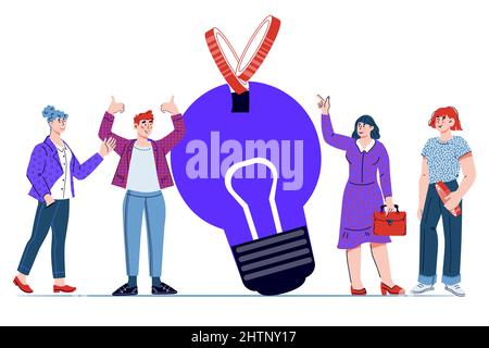 Idea di business e investimenti in tecnologie innovative. FinTech, finanziamenti per l'innovazione e crowdfunding. Illustrazione Vettoriale