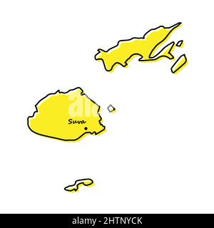 Semplice mappa delle Figi con la posizione della capitale. Design minimalista stilizzato Illustrazione Vettoriale