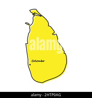 Semplice mappa dello Sri Lanka con la posizione della capitale. Design minimalista stilizzato Illustrazione Vettoriale