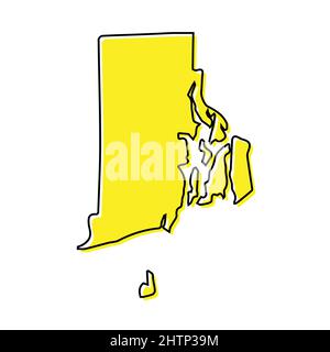 La mappa di Rhode Island è uno stato degli Stati Uniti. Design minimalista stilizzato Illustrazione Vettoriale