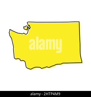 La semplice mappa di Washington è uno stato degli Stati Uniti. Design minimalista stilizzato Illustrazione Vettoriale