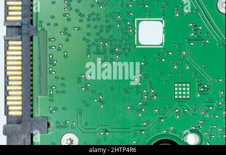Dettagli di un'unità disco rigido interna per computer. Primo piano. Concetto di dati, hardware e informazioni Foto Stock
