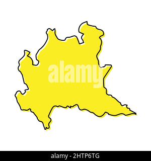 Semplice mappa della Lombardia è una regione d'Italia. Design minimalista stilizzato Illustrazione Vettoriale