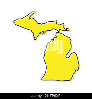 La mappa del Michigan è uno stato degli Stati Uniti. Design minimalista stilizzato Illustrazione Vettoriale