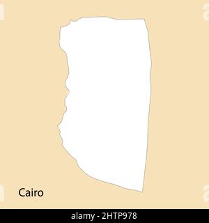 Mappa di alta qualità del Cairo è una regione dell'Egitto, con i confini dei distretti Illustrazione Vettoriale