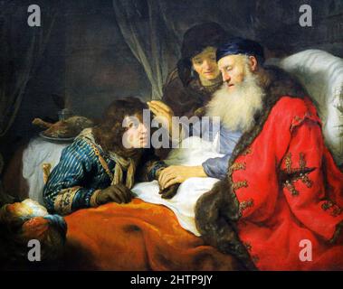 Isaac benedice Jacob (c.1638) di Govert Flinck (1615-1660). Pittore olandese dell'età d'oro olandese. Foto Stock