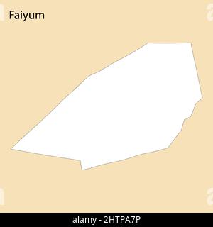 Carta di alta qualità di Faiyum è una regione dell'Egitto, con i confini dei distretti Illustrazione Vettoriale