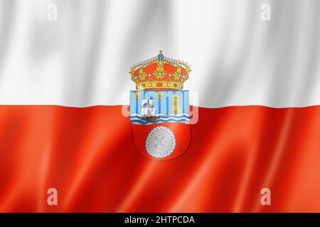 Bandiera della provincia della Cantabria, Spagna che sventola la collezione di bandiere. 3D illustrazione Foto Stock