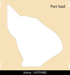 Carta di alta qualità di Port Said è una regione dell'Egitto, con i confini dei distretti Illustrazione Vettoriale