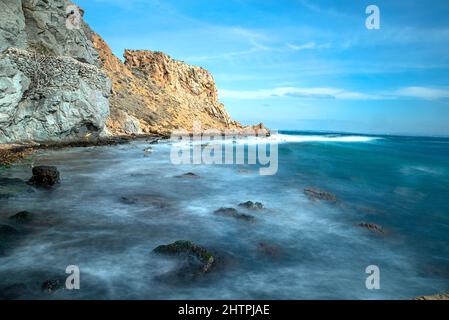 Lunga esposizione e diversi paesaggi presi da diversi luoghi di Bozcaada Foto Stock