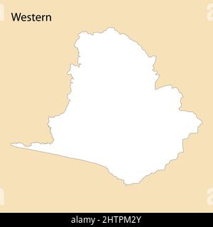 Mappa di alta qualità di Western è una regione del Ghana, con i confini dei distretti Illustrazione Vettoriale