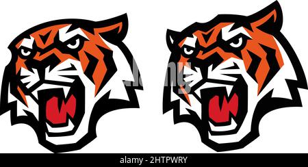 Design edgy di ruggito aggressivo Tiger Roaring Illustrazione Vettoriale