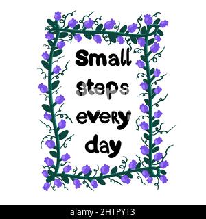 Testo messaggio fiori bacche cornice per adesivi e carte e riviste e poster, giornali e slogan Foto Stock